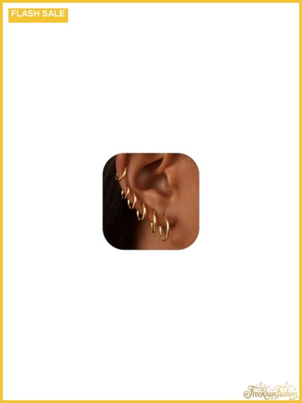 14K Gold-Plated Hoop Earrings Set 6 Pairs Hypoallergenic Stainless Steel Gift